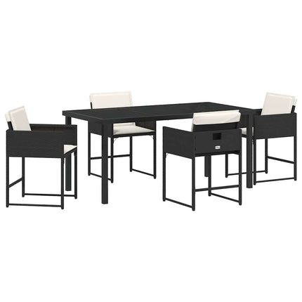 Trädgårdsmöbelset med kudde 5 pcs Svart konstrotting