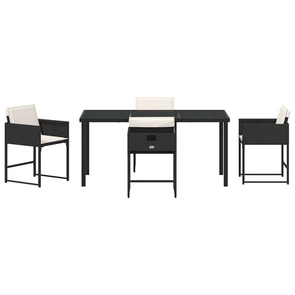 Trädgårdsmöbelset med kudde 5 pcs Svart konstrotting