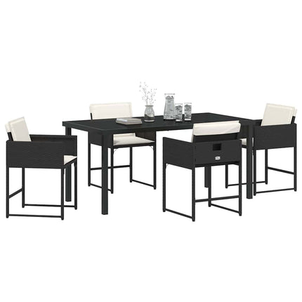 Trädgårdsmöbelset med kudde 5 pcs Svart konstrotting