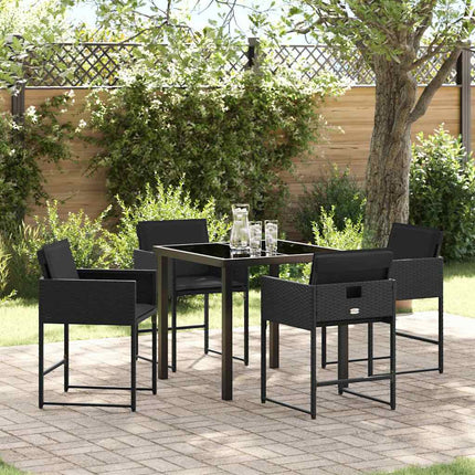 Trädgårdsmöbelset med kudde 5 pcs Svart konstrotting