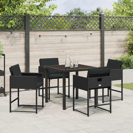 Trädgårdsmöbelset med kudde 5 pcs Svart konstrotting