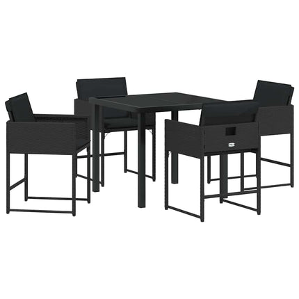 Trädgårdsmöbelset med kudde 5 pcs Svart konstrotting