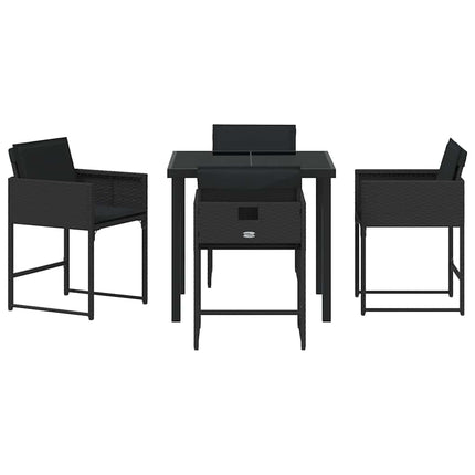 Trädgårdsmöbelset med kudde 5 pcs Svart konstrotting