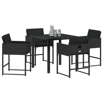 Trädgårdsmöbelset med kudde 5 pcs Svart konstrotting