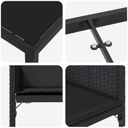 Trädgårdsmöbelset med kudde 5 pcs Svart konstrotting