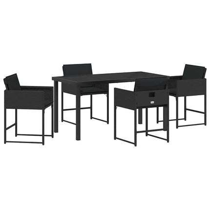 Trädgårdsmöbelset med kudde 5 pcs Svart konstrotting