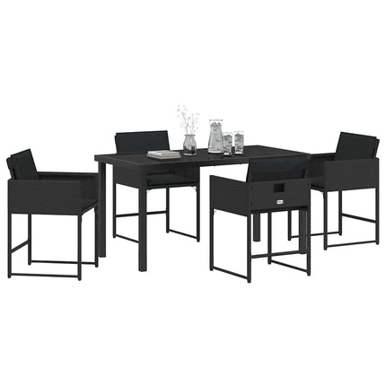 Trädgårdsmöbelset med kudde 5 pcs Svart konstrotting