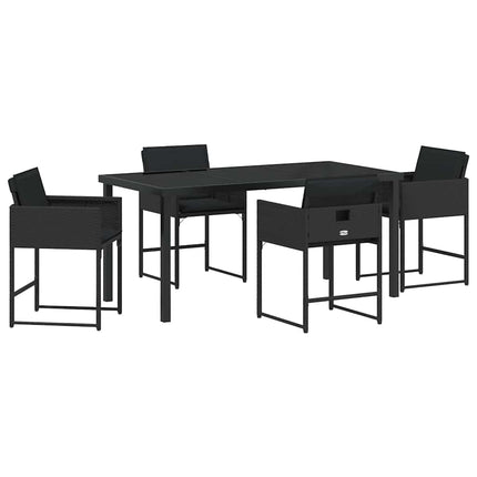 Trädgårdsmöbelset med kudde 5 pcs Svart konstrotting