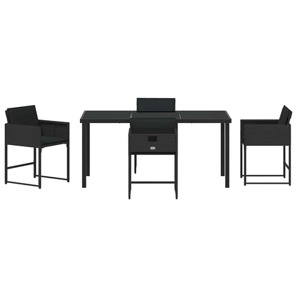Trädgårdsmöbelset med kudde 5 pcs Svart konstrotting