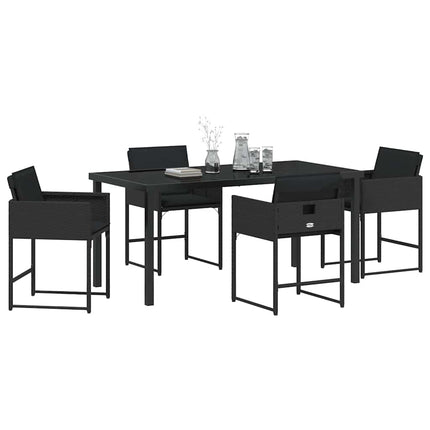 Trädgårdsmöbelset med kudde 5 pcs Svart konstrotting