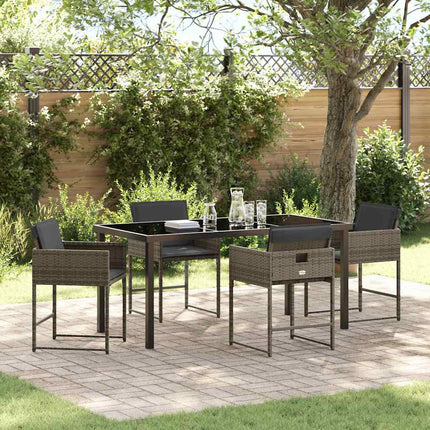 Trädgårdsmöbelset med kudde 5 pcs Grå konstrotting