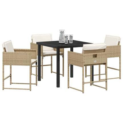Trädgårdsmöbelset med kudde 5 pcs Beige konstrotting