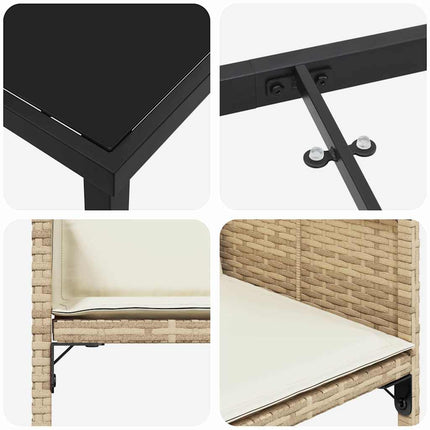 Trädgårdsmöbelset med kudde 5 pcs Beige konstrotting