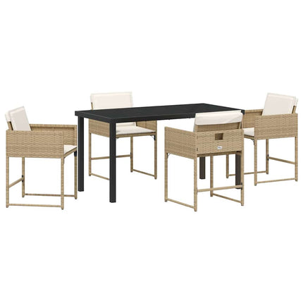 Trädgårdsmöbelset med kudde 5 pcs Beige konstrotting