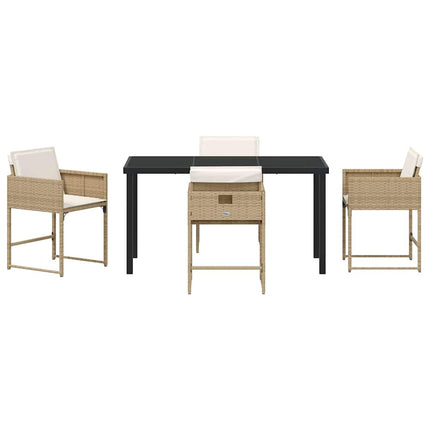 Trädgårdsmöbelset med kudde 5 pcs Beige konstrotting