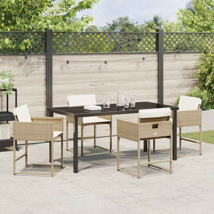 Trädgårdsmöbelset med kudde 5 pcs Beige konstrotting