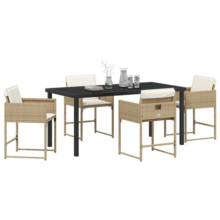 Trädgårdsmöbelset med kudde 5 pcs Beige konstrotting