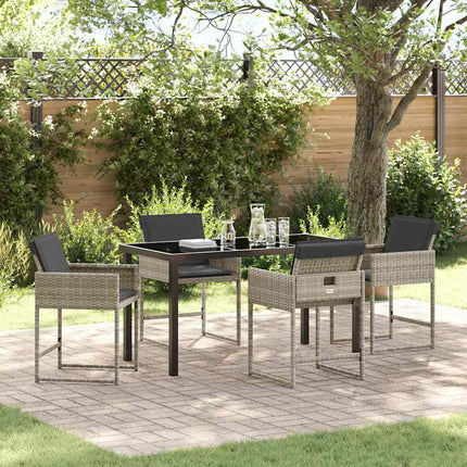 Trädgårdsmöbelset med kudde 5 pcs Ljusgrå konstrotting
