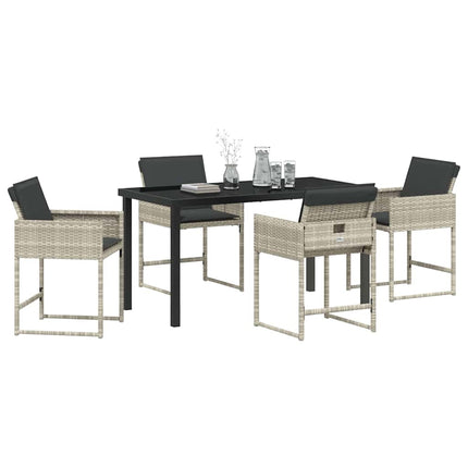 Trädgårdsmöbelset med kudde 5 pcs Ljusgrå konstrotting