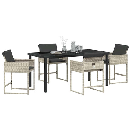 Trädgårdsmöbelset med kudde 5 pcs Ljusgrå konstrotting
