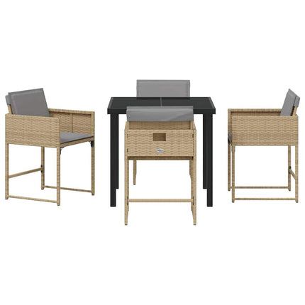 Trädgårdsmöbelset med kudde 5 pcs Beige konstrotting