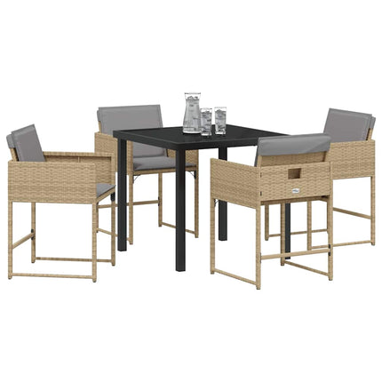 Trädgårdsmöbelset med kudde 5 pcs Beige konstrotting