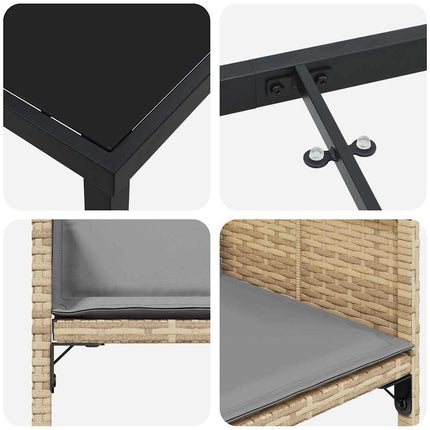 Trädgårdsmöbelset med kudde 5 pcs Beige konstrotting
