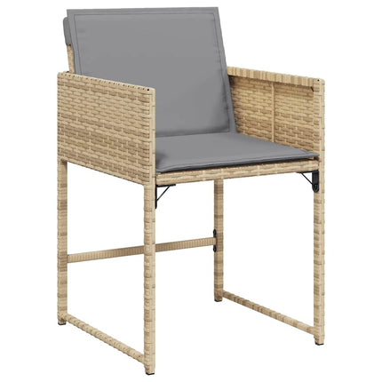 Trädgårdsmöbelset med kudde 5 pcs Beige konstrotting