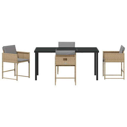Trädgårdsmöbelset med kudde 5 pcs Beige konstrotting