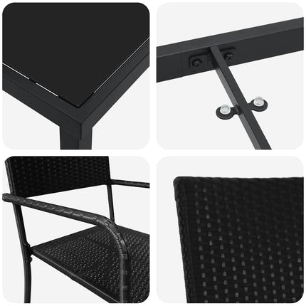 Trädgårdsmöbelset med kudde 3 pcs Svart konstrotting