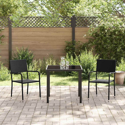Trädgårdsmöbelset med kudde 3 pcs Svart konstrotting