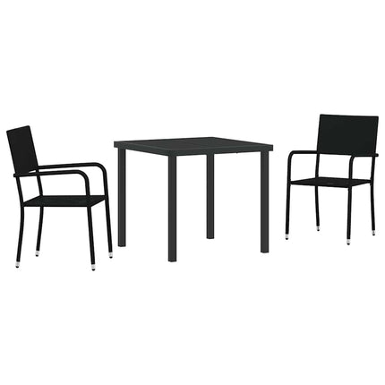 Trädgårdsmöbelset med kudde 3 pcs Svart konstrotting