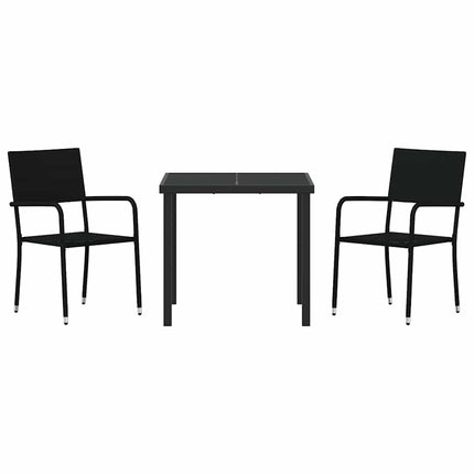 Trädgårdsmöbelset med kudde 3 pcs Svart konstrotting