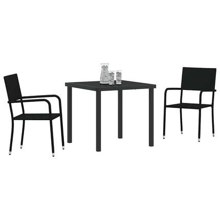 Trädgårdsmöbelset med kudde 3 pcs Svart konstrotting