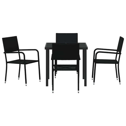 Trädgårdsmöbelset 5 st Svart konstrotting