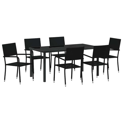 Trädgårdsmöbelset med kudde 7 pcs Svart konstrotting