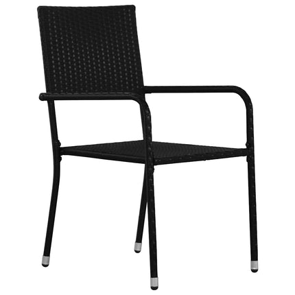 Trädgårdsmöbelset med kudde 7 pcs Svart konstrotting