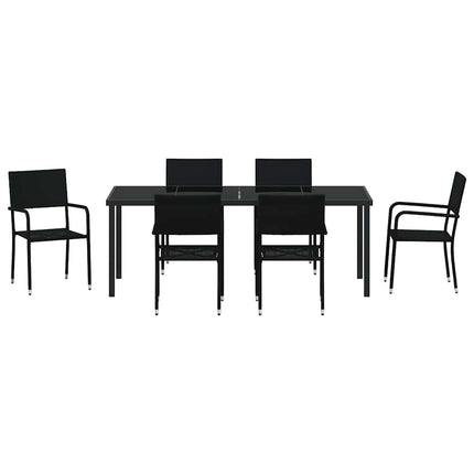Trädgårdsmöbelset med kudde 7 pcs Svart konstrotting