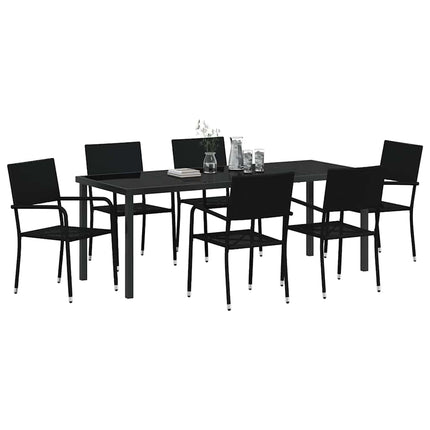 Trädgårdsmöbelset med kudde 7 pcs Svart konstrotting