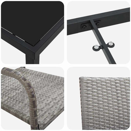 Trädgårdsmöbelset med kudde 3 pcs Grå konstrotting