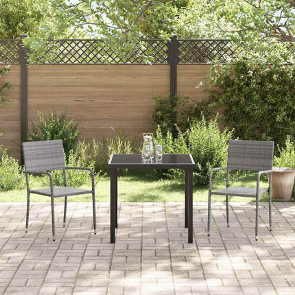 Trädgårdsmöbelset med kudde 3 pcs Grå konstrotting