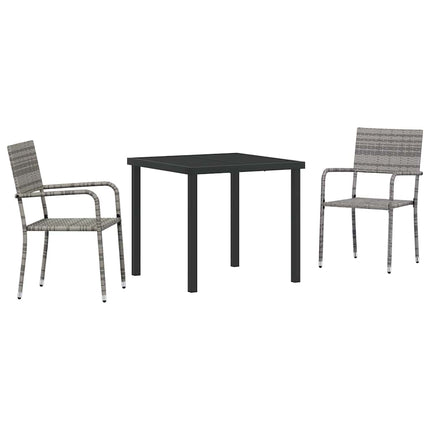 Trädgårdsmöbelset med kudde 3 pcs Grå konstrotting