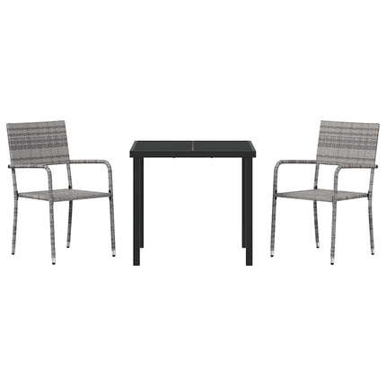 Trädgårdsmöbelset med kudde 3 pcs Grå konstrotting