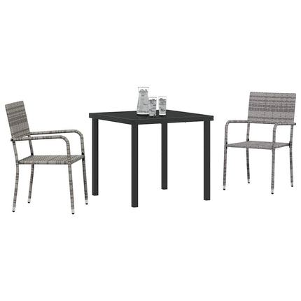 Trädgårdsmöbelset med kudde 3 pcs Grå konstrotting