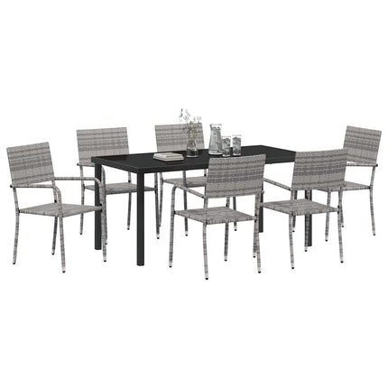 Trädgårdsmöbelset med kudde 7 pcs Grå konstrotting