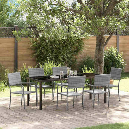 Trädgårdsmöbelset med kudde 7 pcs Grå konstrotting