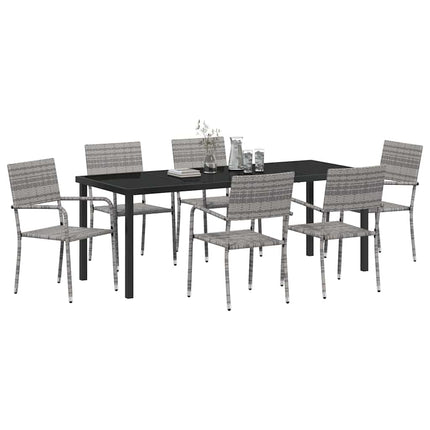 Trädgårdsmöbelset med kudde 7 pcs Grå konstrotting