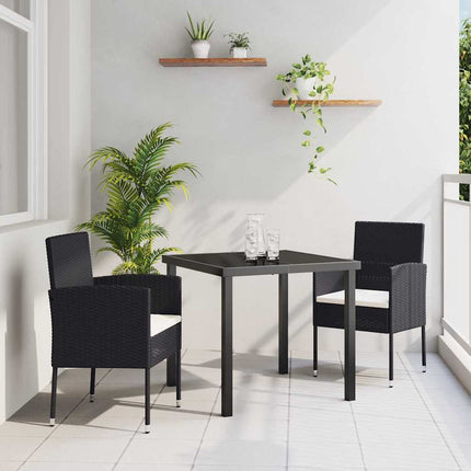 Trädgårdsmöbelset med kudde 3 pcs Svart konstrotting
