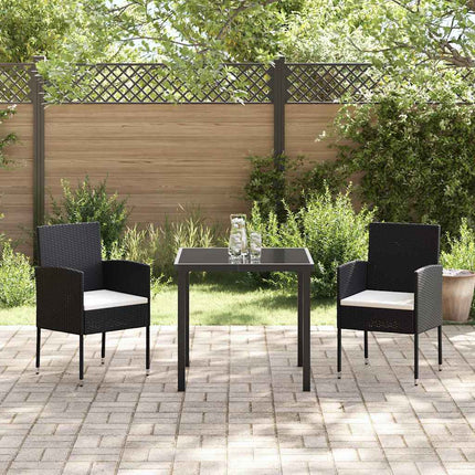 Trädgårdsmöbelset med kudde 3 pcs Svart konstrotting