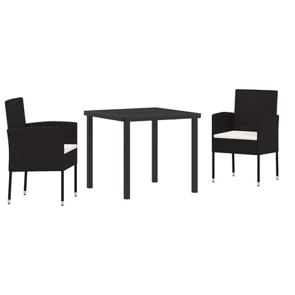 Trädgårdsmöbelset med kudde 3 pcs Svart konstrotting